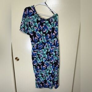 G.I.L.I. One Shoulder Dress in Blue and Purple Floral
